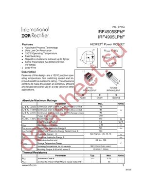 IRF4905SPBF datasheet  